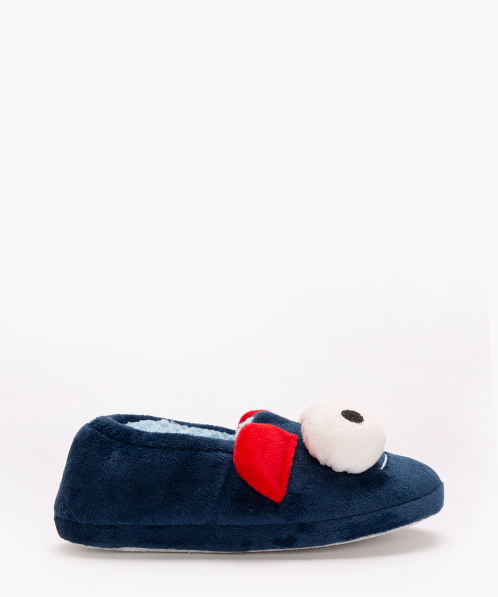 pantufa infantil de pelúcia monstro azul marinho