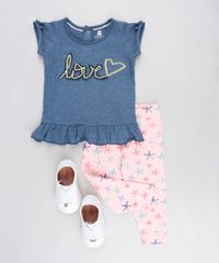 Conjunto-Infantil-de-Blusa--Love--Manga-Curta-Azul-Marinho---Calca-Legging-Estampada-de-Estrela-do-Mar-Rosa-9125740-Rosa_3