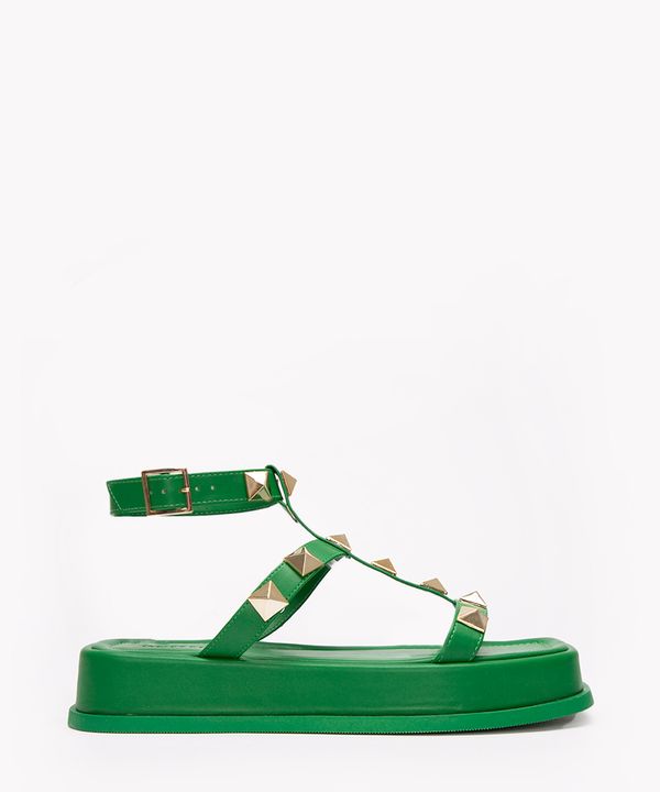 rasteirinha flatform com tachas oneself verde 38