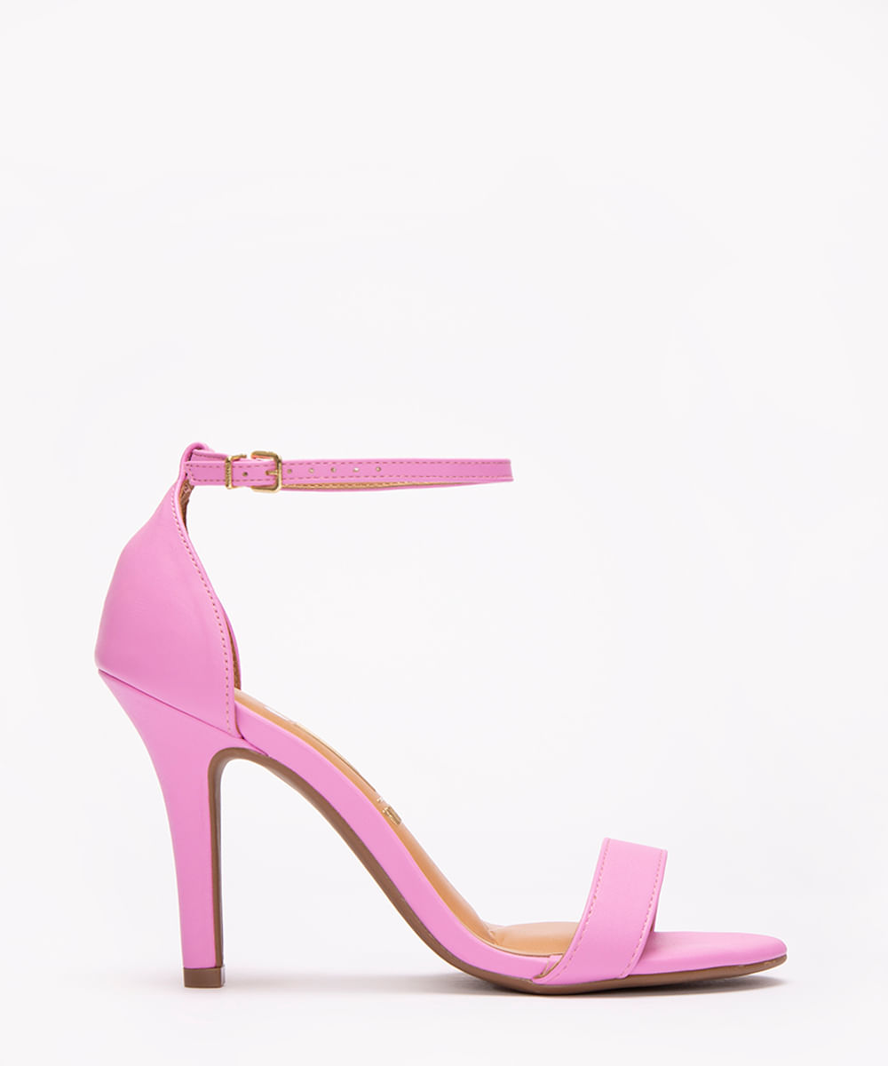 sandália salto alto fino vizzano rosa