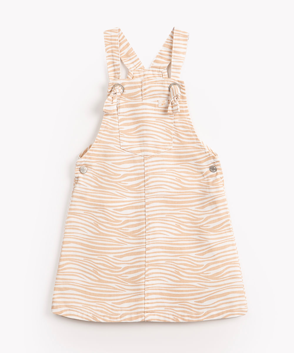 salopete de sarja infantil animal print off White