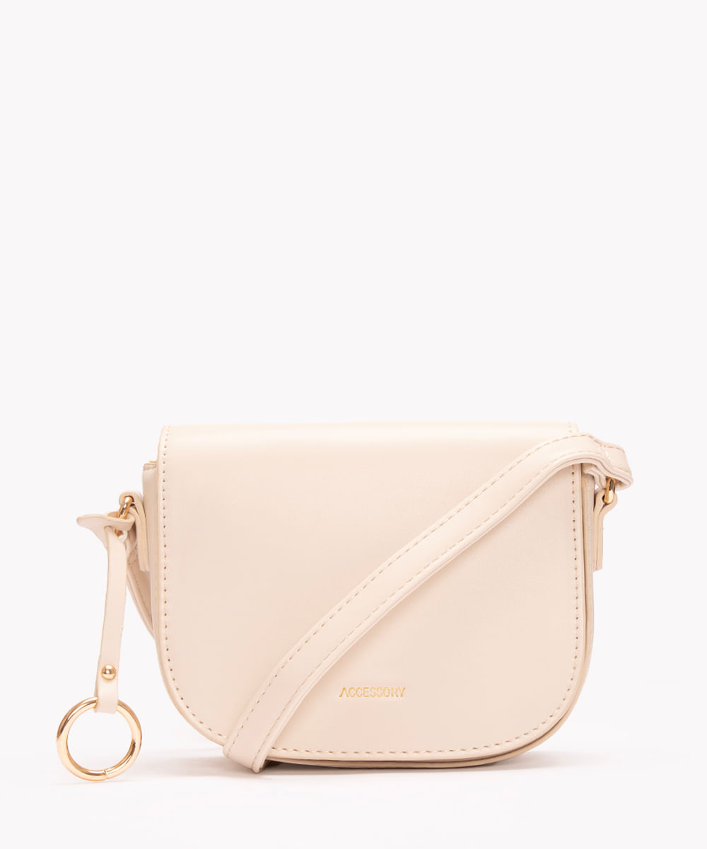 bolsa crossbody com aba off white