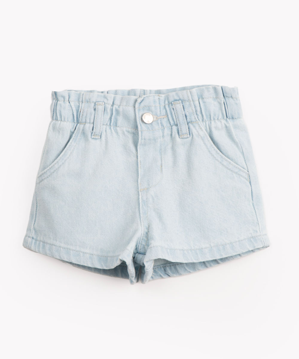 short infantil jeans clochard azul médio