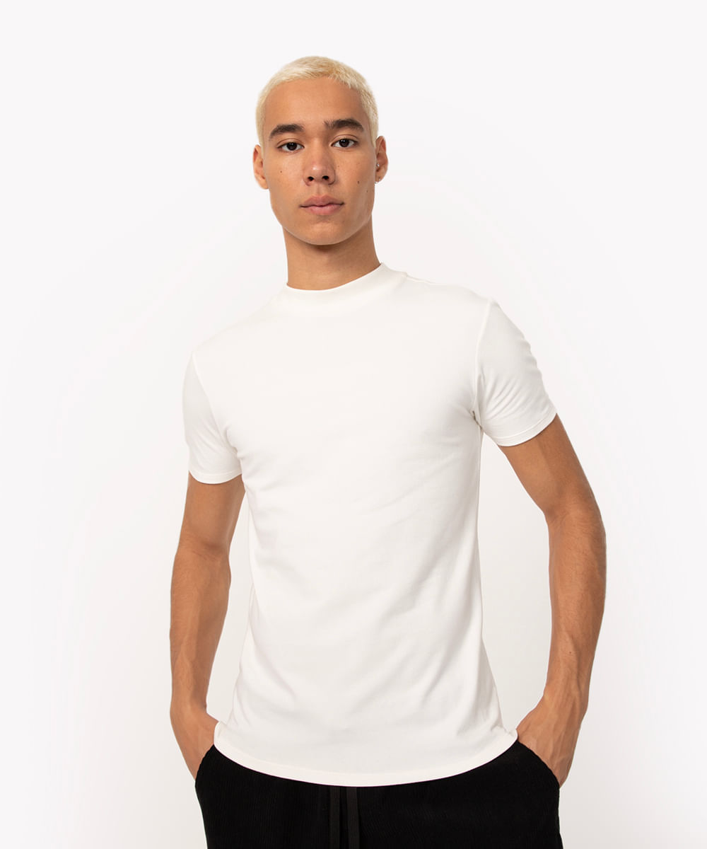 camiseta de algodão slim gola careca off white