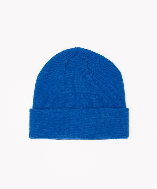 gorro de tricô com dobra azul Único