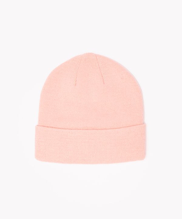 gorro de tricô com dobra rosa claro Único