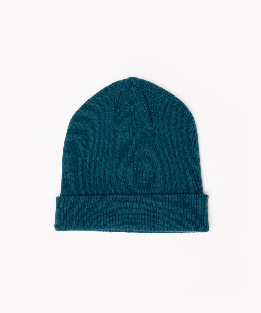 gorro de tricô com dobra verde