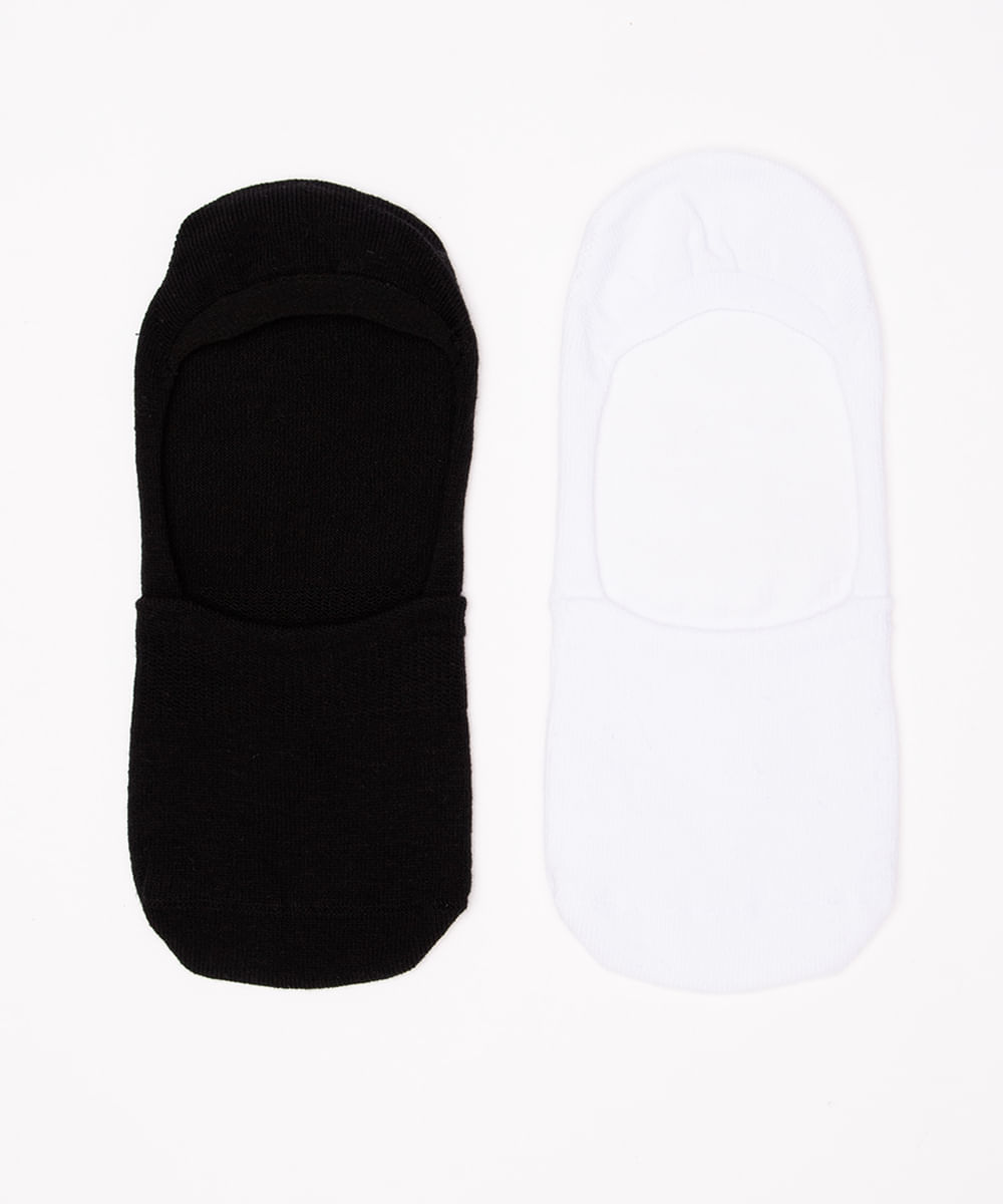 kit de 2 pares de meias invisíveis colorida