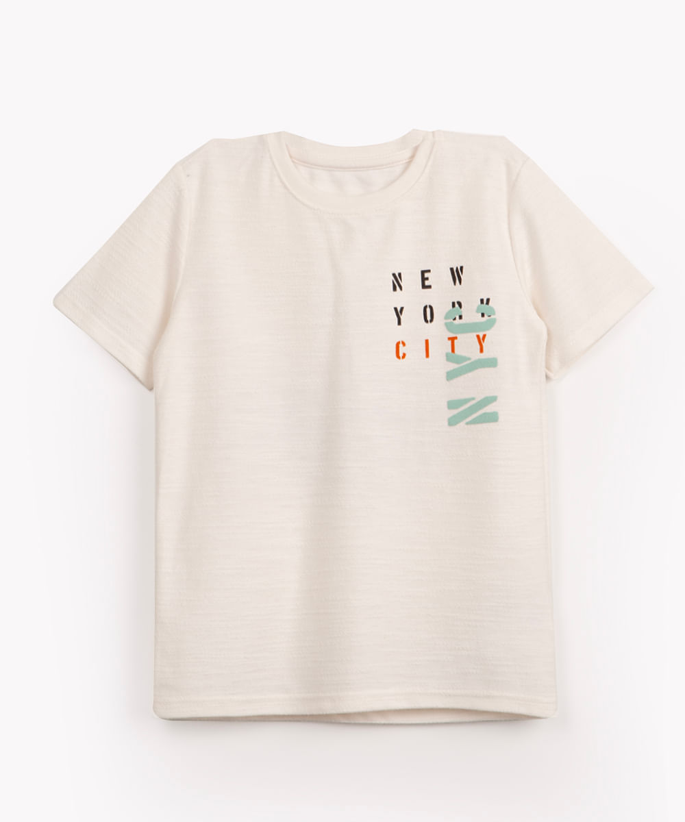 camiseta infantil manga curta new york city off white