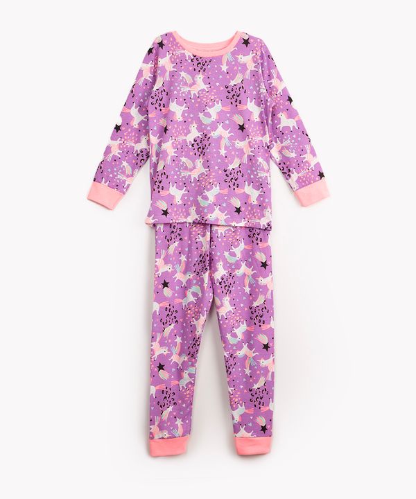 pijama infantil unicórnio manga longa roxo 10
