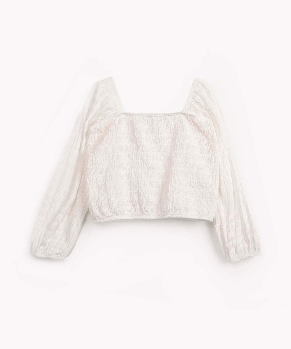 blusa ciganinha infantil manga longa off white