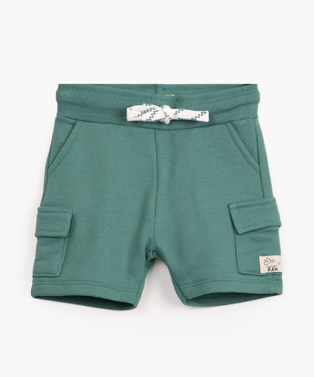 short infantil de moletom cargo verde