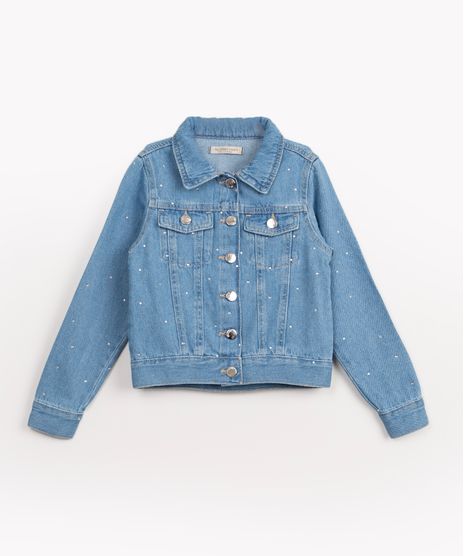 jaqueta jeans infantil com brilho