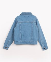 detalhes das costas da jaqueta jeans infantil