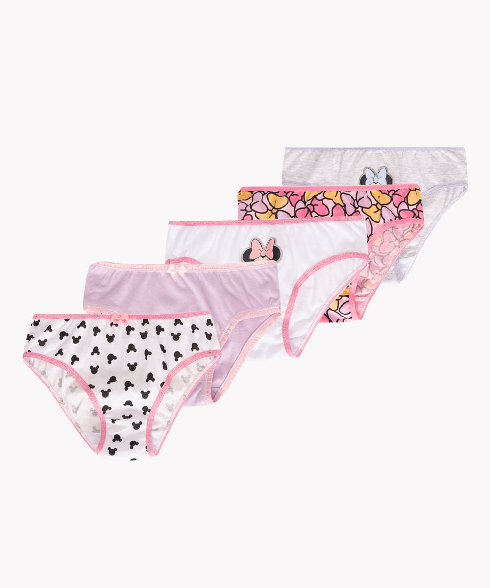 kit de 5 calcinhas infantil Minnie multicor