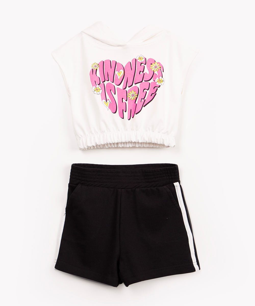 conjunto de moletinho infantil kindness manga curta off white