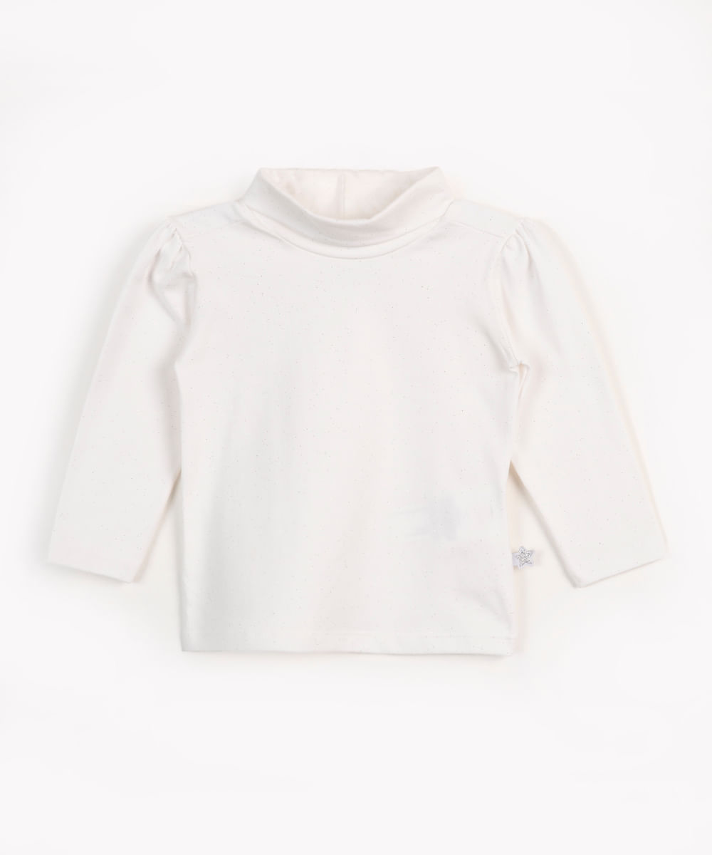 blusa infantil gola alta manga longa off white