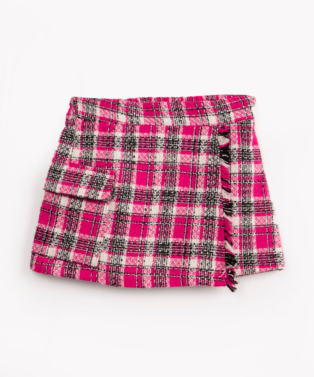 saia de tweed infantil xadrez multicor