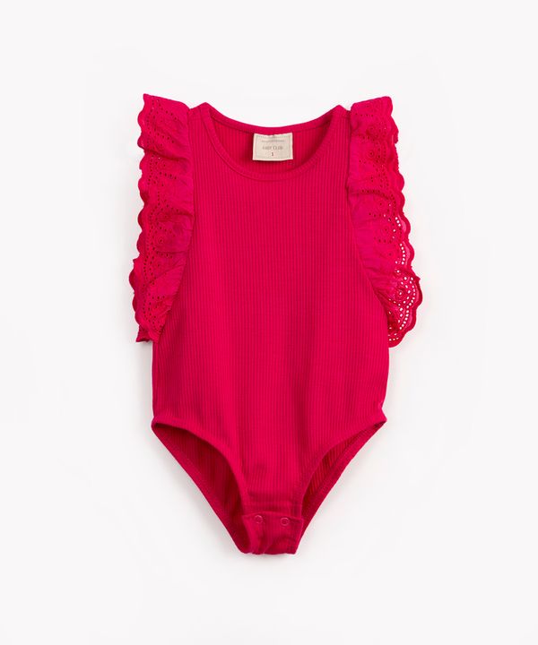 body de algodão infantil regata com laise pink 3