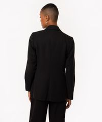 Blazer Básico Alfaiataria Com Bolsos Preto Feminino visão de costas