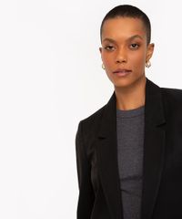 Blazer Básico Alfaiataria Com Bolsos Preto Feminino