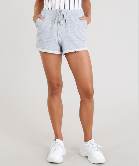 Short-Feminino-em-Moletom-Botone-com-Lace-Up-Cinza-Mescla-Claro-9041024-Cinza_Mescla_Claro_1