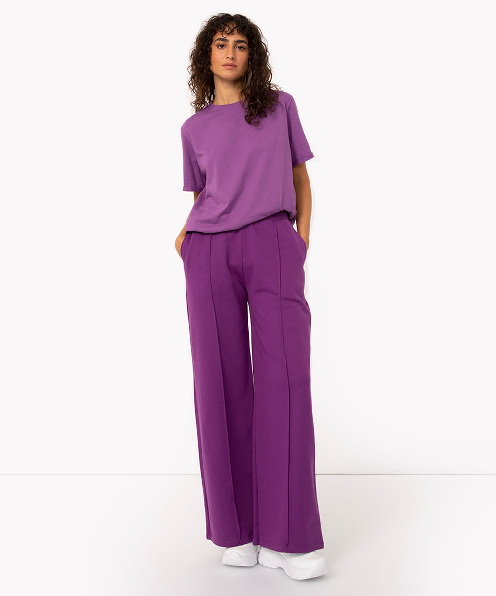 calça de moletom pantalona roxo