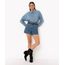Short Jeans Cintura Super Alta Com Cinto Azul Médio