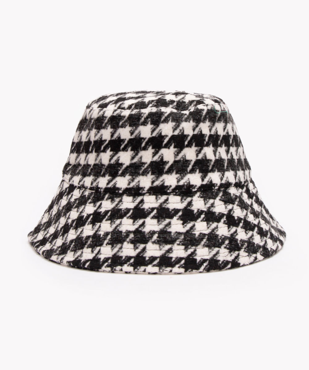chapéu bucket pied poule preto