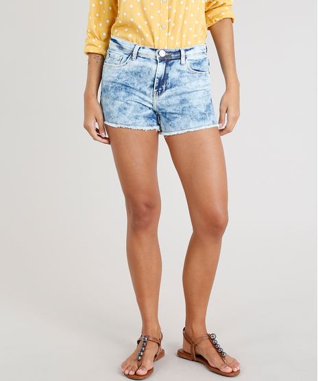 Short-Jeans-Feminino-Reto-Marmorizado-Barra-Desfiada-Azul-Claro-9354768-Azul_Claro_1