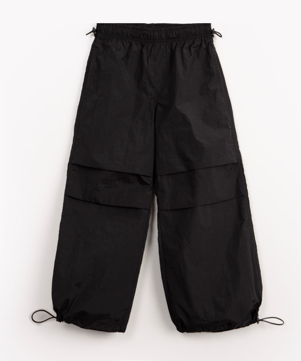 calça parachute infantil com bolsos preto