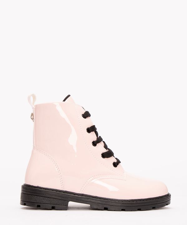 bota coturno infantil envernizado rosa 28