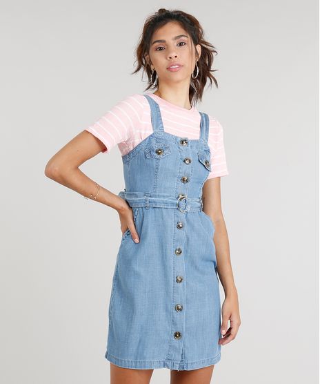 Vestido-Jeans-Feminino-Curto-com-Botoes-e-Cinto-com-Argola-Azul-Claro-9337582-Azul_Claro_1