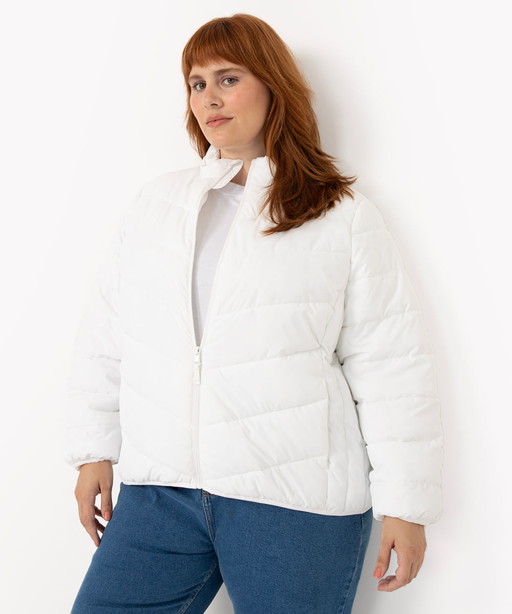 jaqueta plus size puffer off white