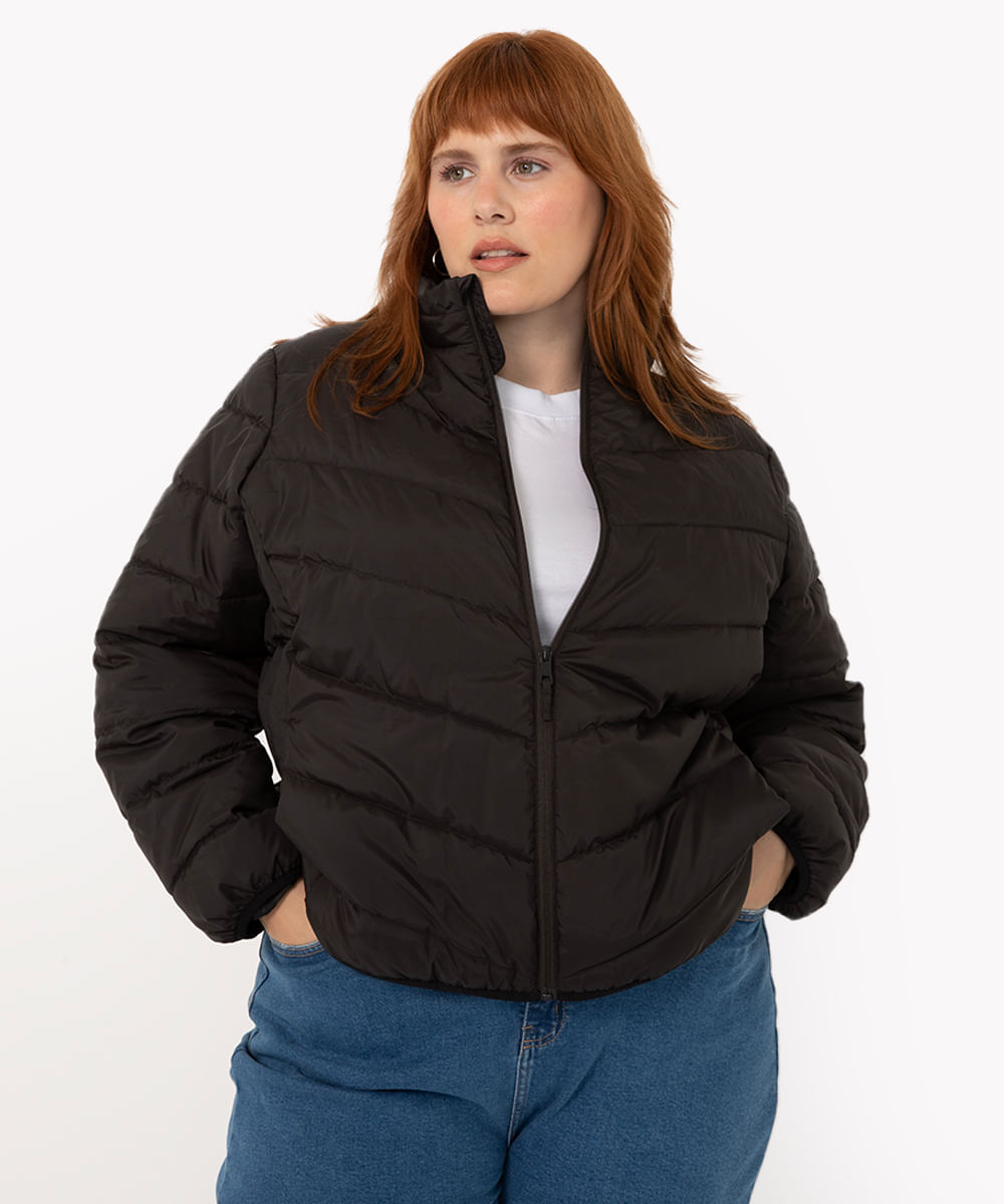 jaqueta plus size puffer preto