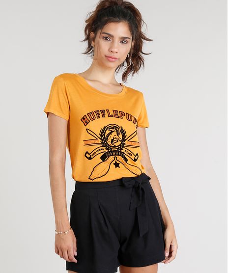 Blusa-Feminina-Hufflepuff-Harry-Potter-Manga-Curta-Decote-Redondo-Mostarda-9325151-Mostarda_1