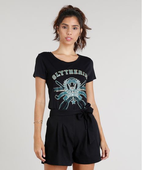 Blusa-Feminina-Slytherin-Harry-Potter-Manga-Curta-Decote-Redondo-Preta-9325147-Preto_1