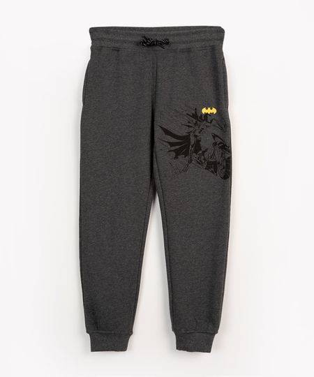 calça de moletom infantil batman cinza mescla escuro 4