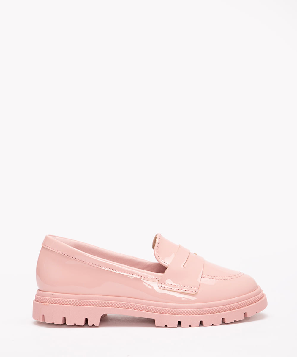 mocassim infantil verniz molekinha rosa