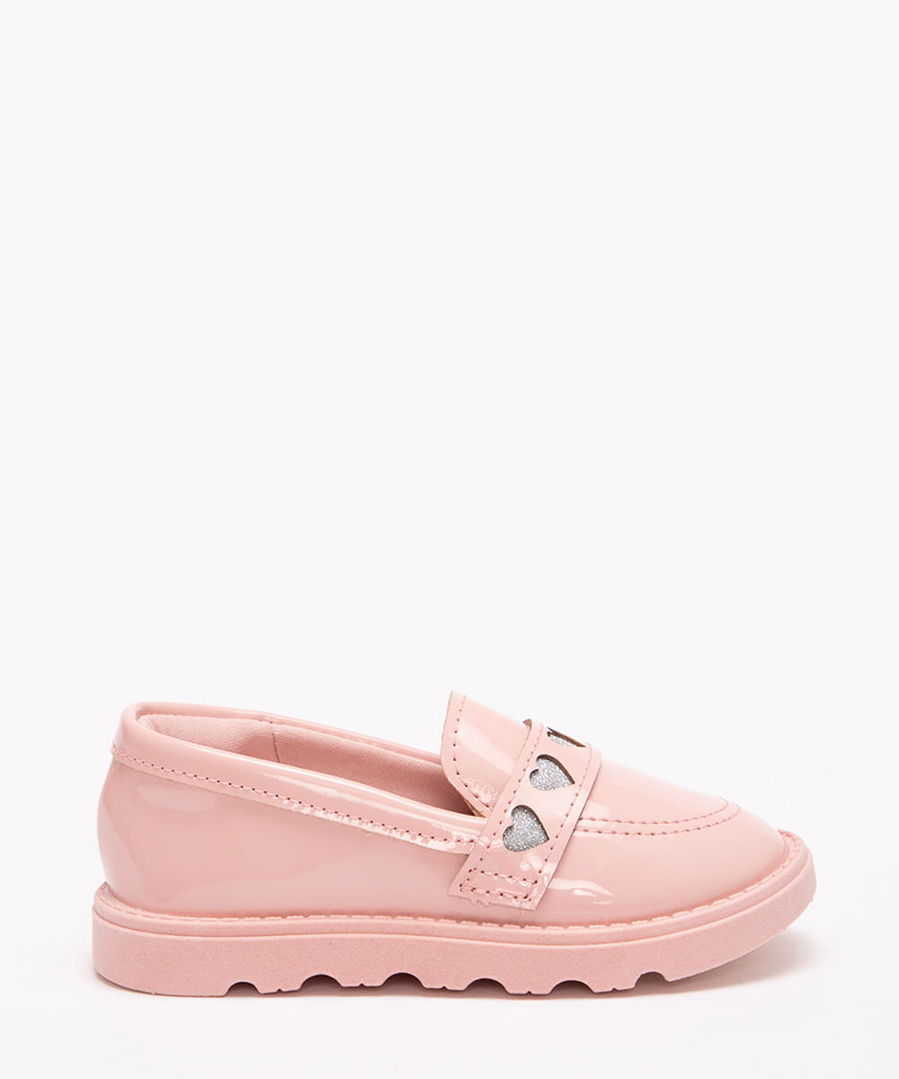 mocassim infantil corações molekinha rosa