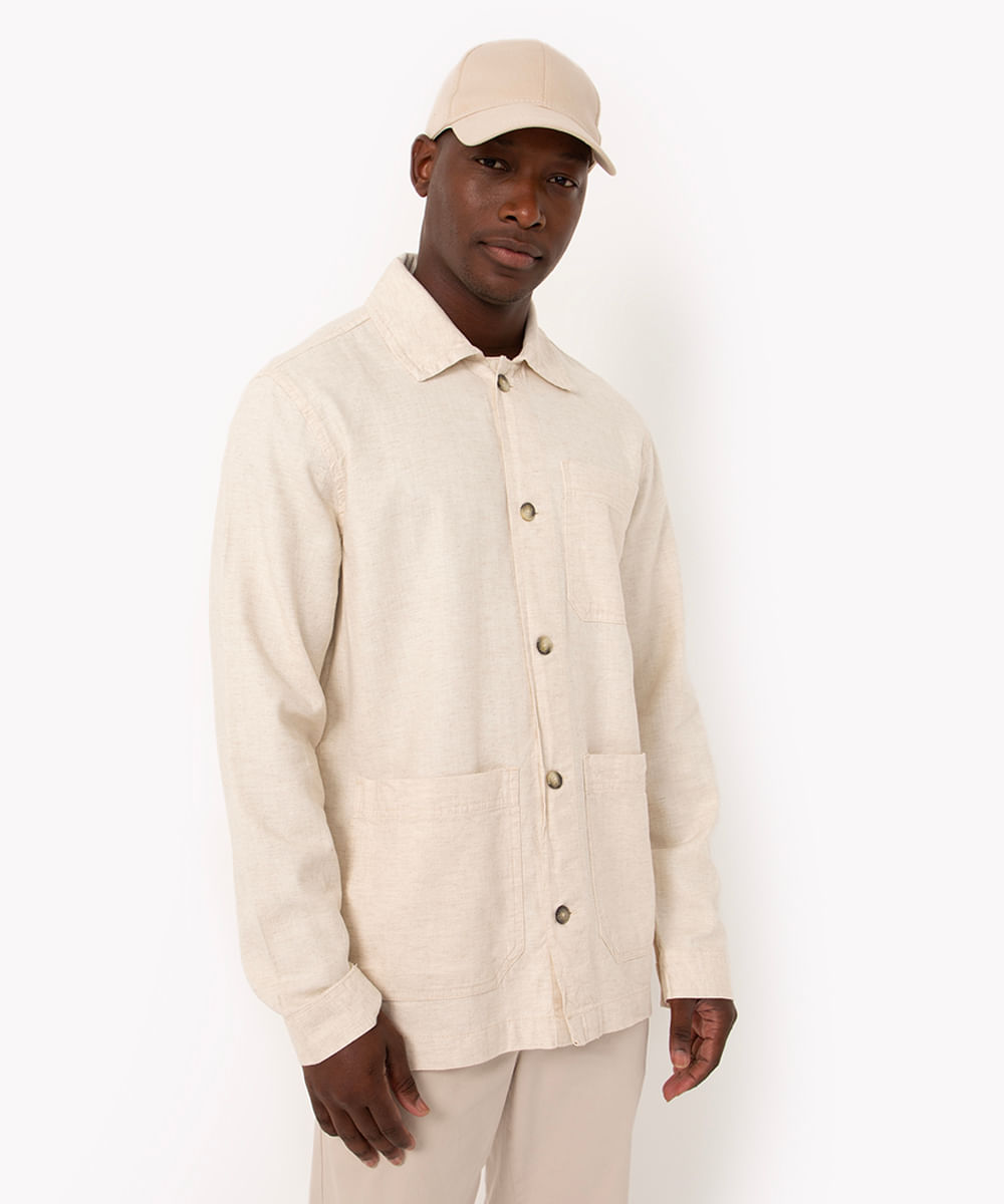 camisa oversized manga longa off white