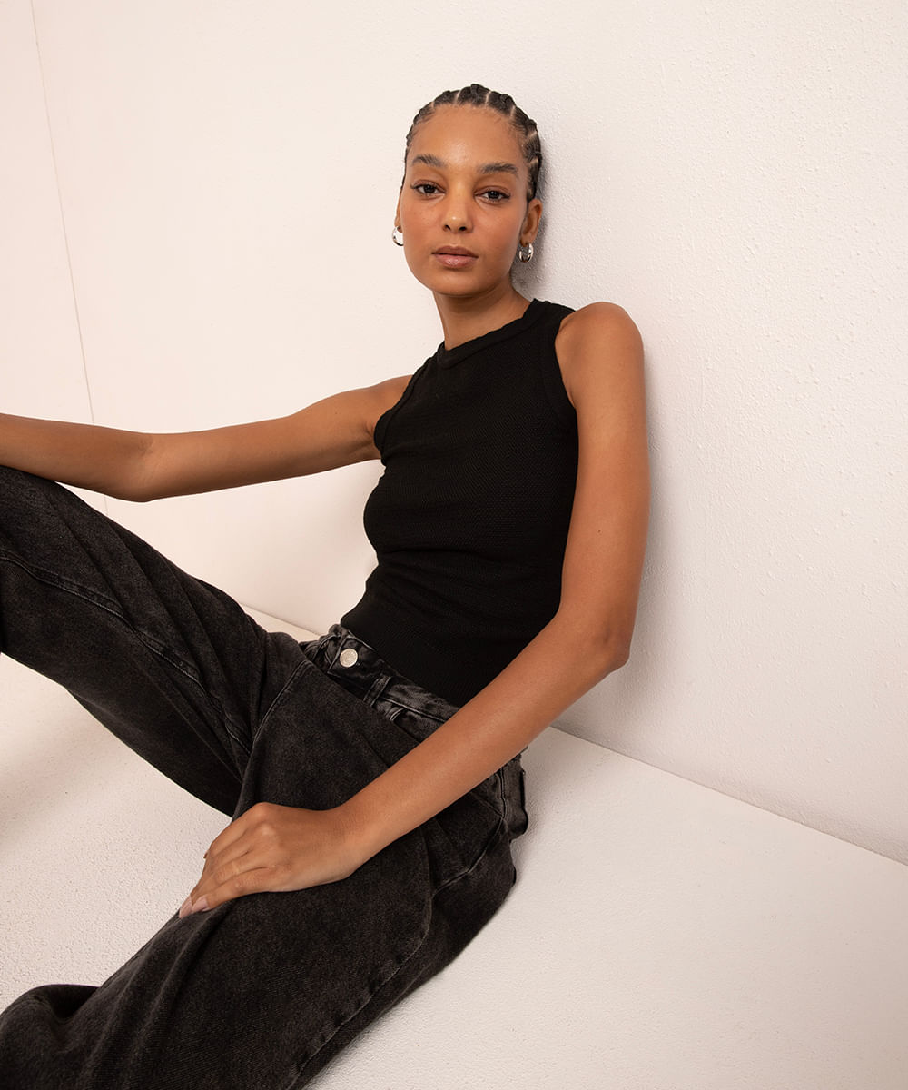 regata de tricot mindset preta