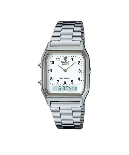 relógio casio visor analógico digital AQ-230A-7BMQ prata Único