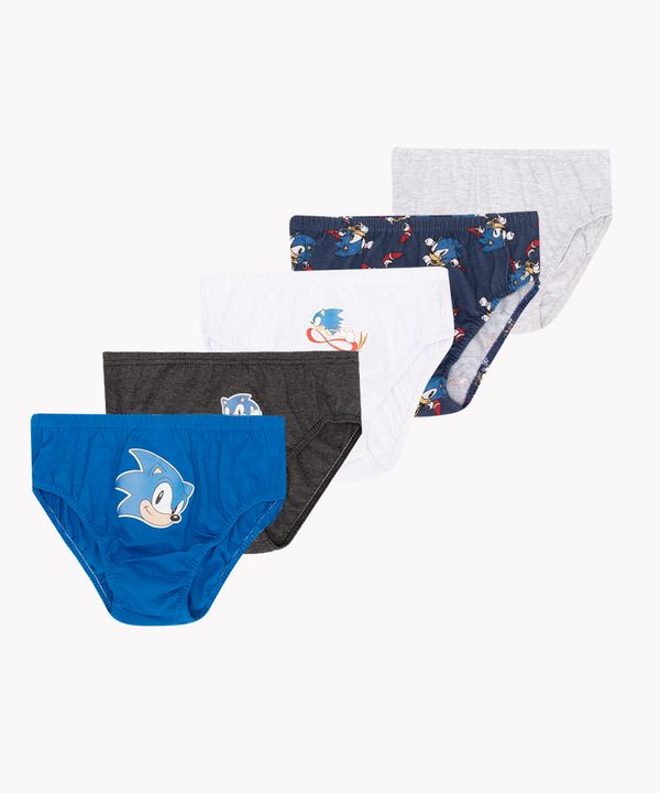kit de 5 cuecas de algodão infantil sonic sortido 6