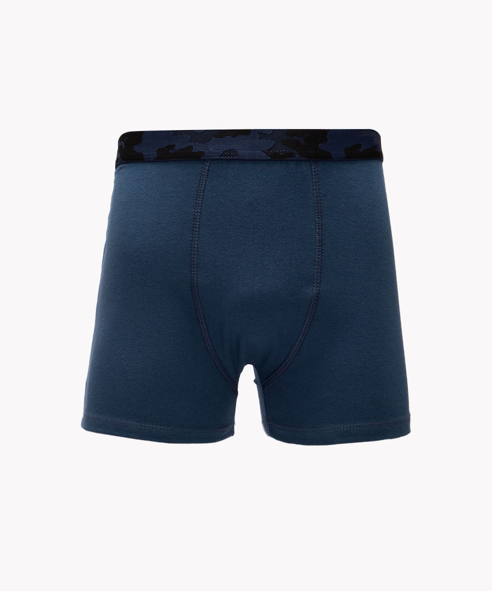 cueca boxer de algodão camuflado azul marinho