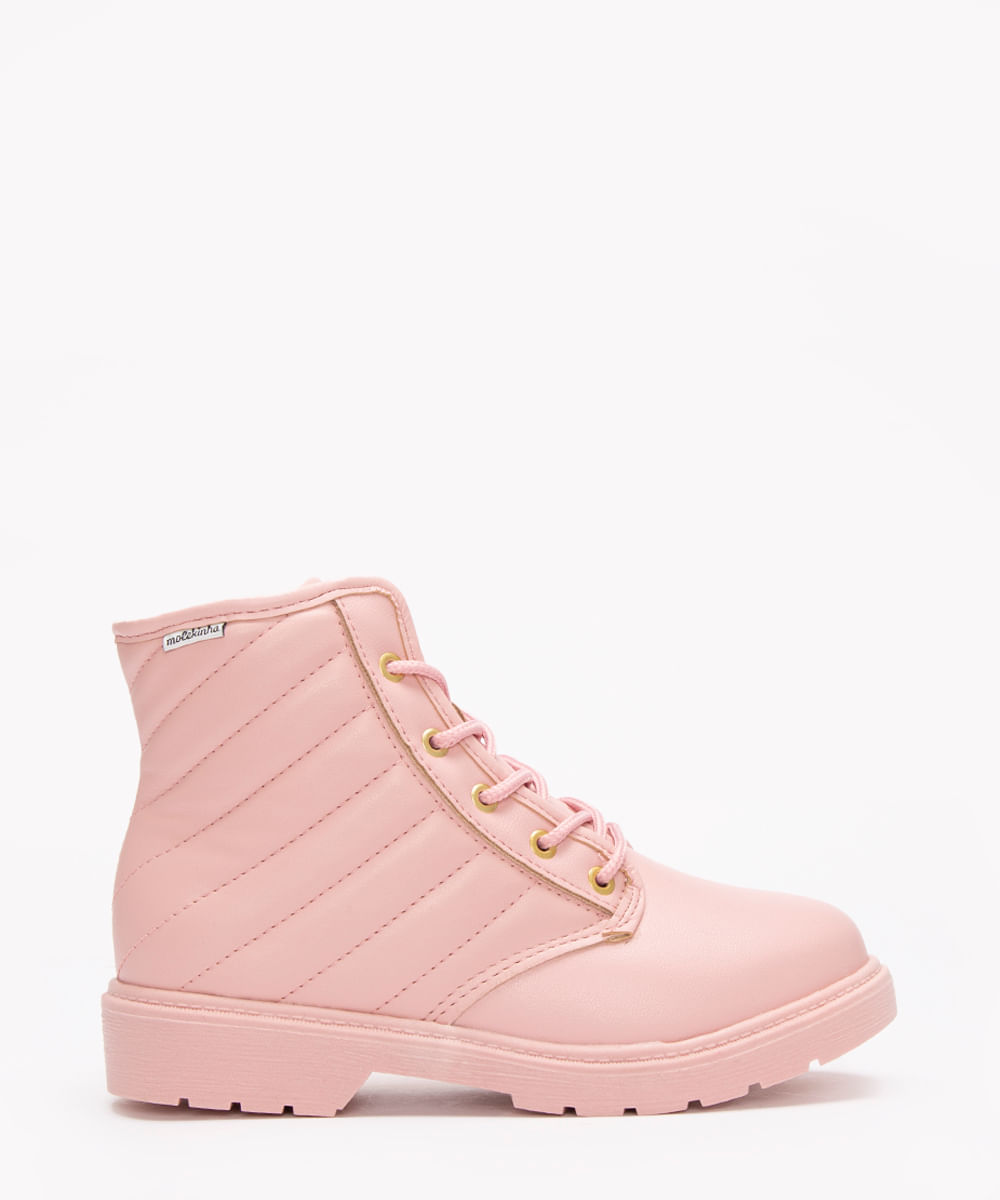 bota infantil matelassê molekinha rosa