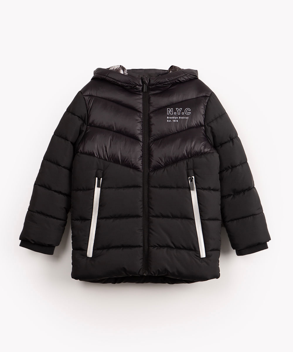 jaqueta puffer infantil preto