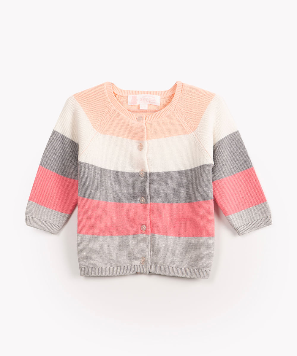 suéter de tricot infantil manga longa rosa