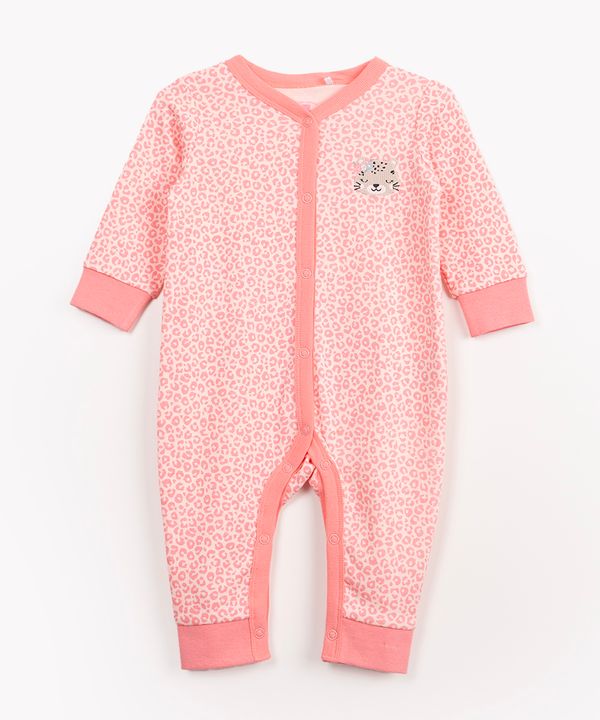 macacão longo infantil fun animal print rosa 9-12