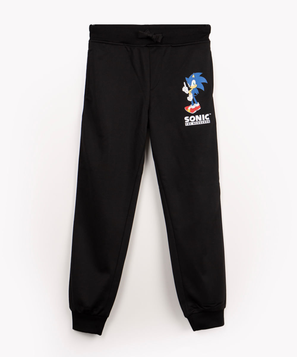 calça infantil reta sonic com bolsos preto